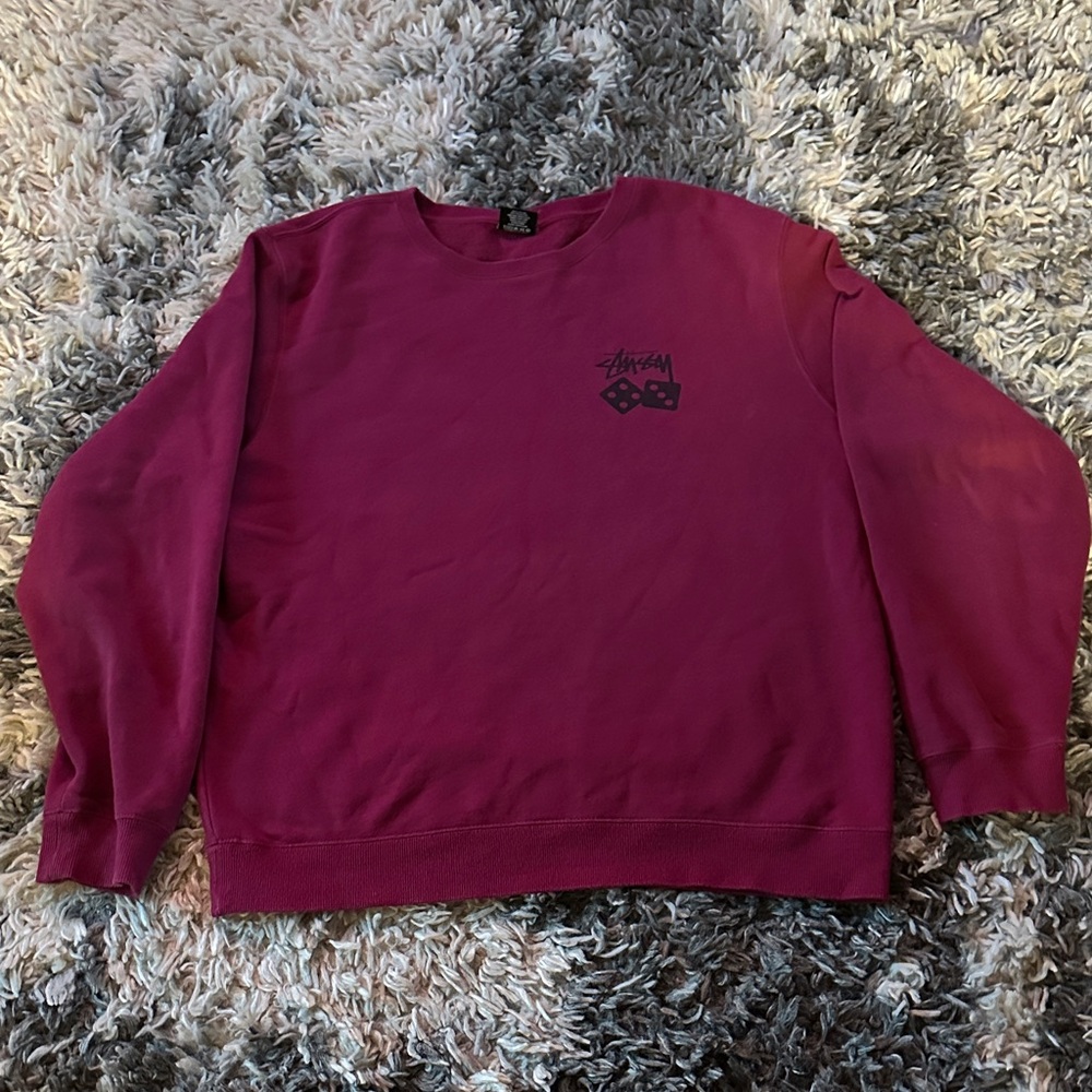 Stussy Maroon Crewneck Sweatshirt